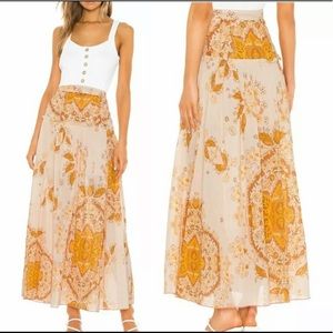 Free People Farrah Print Midi Skirt Size 12